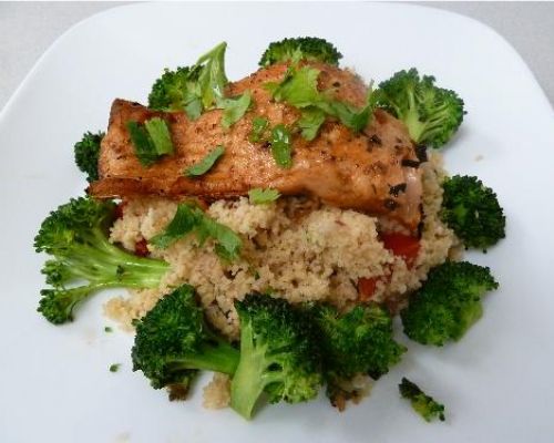 Lemony Salmon with Tomato Couscous